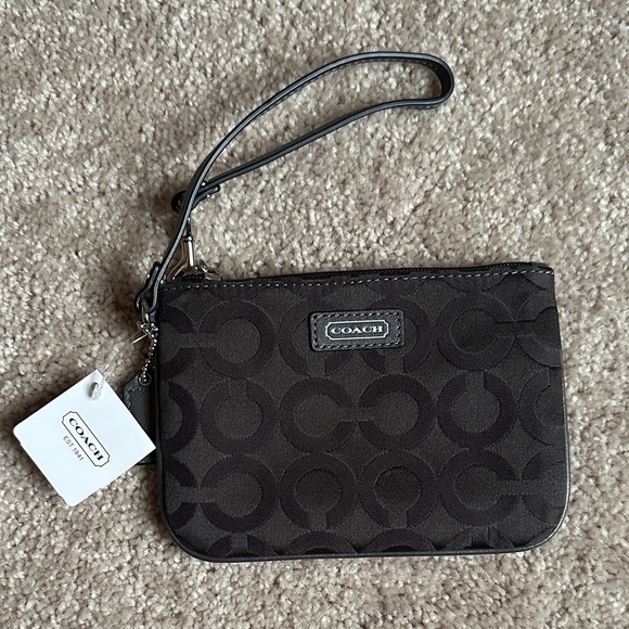 Coach Signature Black Wristlet - Picture 1 of 2